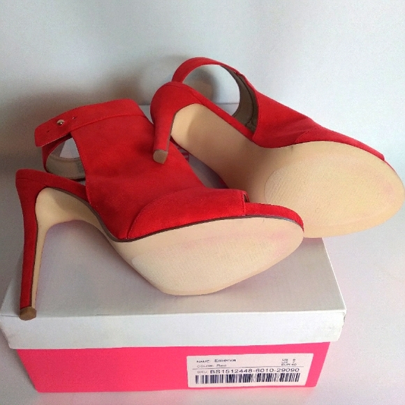 JUSTFAB Emerva Women's Red Peep-Toe, Ankle Strap Stiletto Heels- Size 9 NWT - Picture 9 of 9